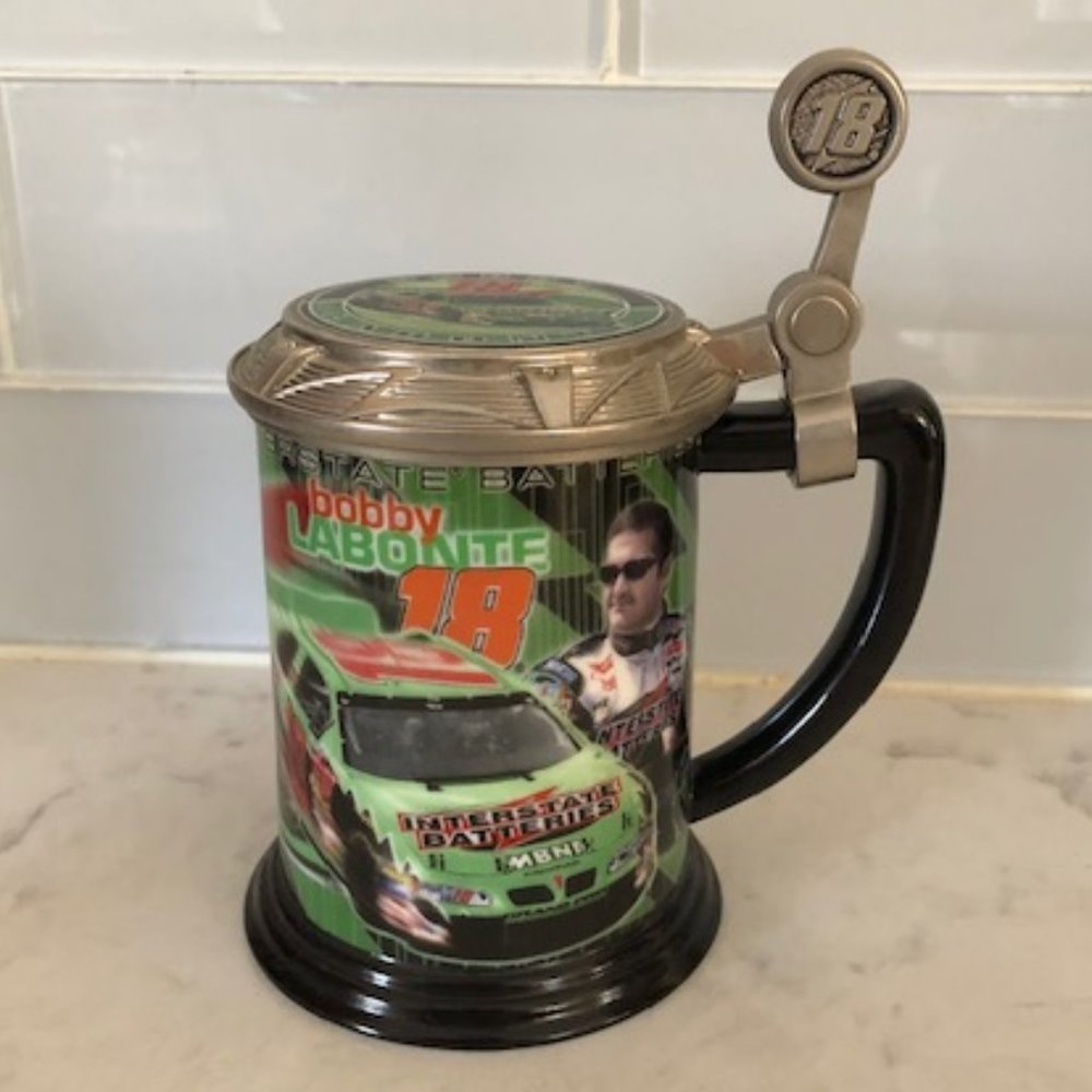 Bobby Labonte Nascar Racing #18 Stein Mug. Glass.